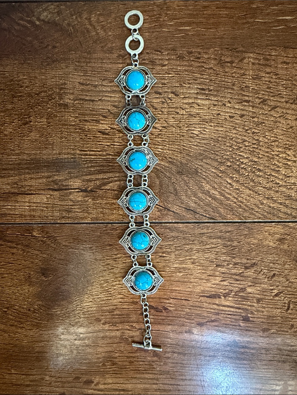 Simply Southern Turquoise Stone Silver-Tone Link Bracelet
